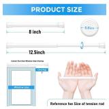 QINGYUN 2 Pack Small Spring Tension Curtain Rod 8 to 12.5 Inch, Thin DIY Tension Rods No Drill for Slim Window Cupboard Closet Sidelights, White