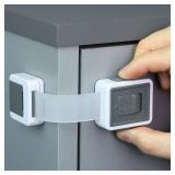 Child Safety Locks (4-Pack) - Baby Proof Cabinets, Drawers, Toilets and Appliances- Adjustable Strap Length, Double Lock Option - Easy Latch for Adults to Open