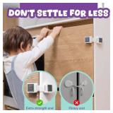 Child Safety Locks (4-Pack) - Baby Proof Cabinets, Drawers, Toilets and Appliances- Adjustable Strap Length, Double Lock Option - Easy Latch for Adults to Open