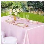 Pink Silk Fabric Table Cloth