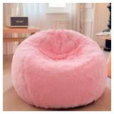 Pink Shag Faux Fur giant bean bag cover