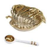 Pampa Bay Get Gifty Mini Bowl and Mini Spoon Set, 4" by 6", Gold Leaf