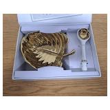 Pampa Bay Get Gifty Mini Bowl and Mini Spoon Set, 4" by 6", Gold Leaf