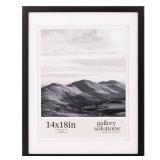 Gallery Solutions - Size 14"x18" Double Airfloat Mat Picture Frame - Sleek Black/White Design for Wall Mounting - Rectangular Wall Mount - Poster Frame - Lightweight Wall Frame