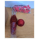 36 Pcs Large Glitter Red Poinsettia Christmas Tree Decorations