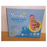 YOYOBOO Disposable Baby Diapers, Hypoallergenic, Superior Absorbency & Lightweight Design, Fragrance Free, Size 2, 72 Count