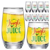 8 Pcs Christmas Wine Glasses 4 Glass Cups 16 oz & 4 Short Stemless Wine Glasses 11oz Glasses