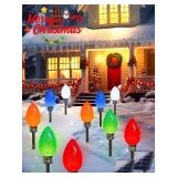 10 Pack Large C9 Christmas Decorations Outdoor Waterproof, Solar C9 Christmas Lights Outdoor with 2 Modes (Multicolor)