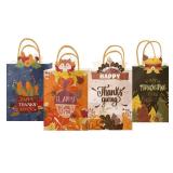 Fall Thanksgiving Paper Gift Bags with Handles Bulk Small Pumpkin Harvest Bags