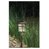 Pack of 12 ,Duncan 10 Lumen Bronze LED Weather Resistant Outdoor Solar Path Light with Plastic Lens - Retail: $60
