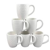 12 OZ White Ceramic Coffee Mugs Set of 6