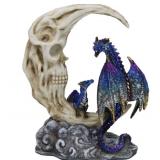 Ghastly Bone Skull Crescent Moon Figurine As Dungeons and Dragons Fantasy Decor