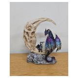 Ghastly Bone Skull Crescent Moon Figurine As Dungeons and Dragons Fantasy Decor