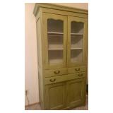 Vintage green Display Cabinet with Glass Doors 75x36x16