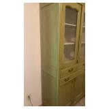 Vintage green Display Cabinet with Glass Doors 75x36x16