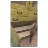 Vintage green Display Cabinet with Glass Doors 75x36x16