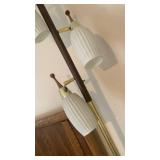 Mid Century Tension Pole Lamp with 3 Glass Shades