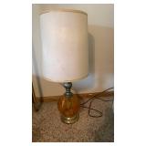 Mid-Century Amber Glass Table Lamp 34 inches tall