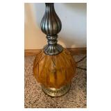 Mid-Century Amber Glass Table Lamp 34 inches tall