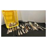 Small tub with silverware.  Some vintage