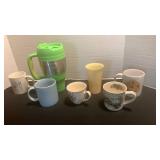 Travel mug and coffee mugs