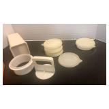 Tupperware hamburger maker and cheese holder