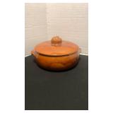Brown Glazed Stoneware Casserole Dish with Lid