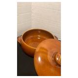 Brown Glazed Stoneware Casserole Dish with Lid