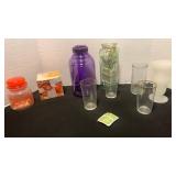 Vintage jar, travel jug, tea, onion bloom maker drinking glasses