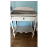 Small wooden Table 32 with niches tall, 26 inches wide and 17 inches deep