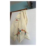 Apron, pillowcases, doilies and table toppers - crocheted and embroidered