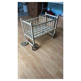 Vintage Wooden Doll Crib with Wheels