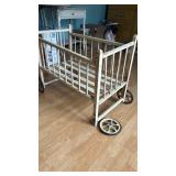 Vintage Wooden Doll Crib with Wheels