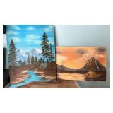 Two paintings one is 15 x 30, and the other is 24 x 18