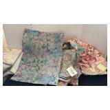 Handmade quilt 40 x 54, table runner and partially finished 79 x 79 quilt