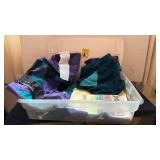 Tub with Quilting material, patterns and more