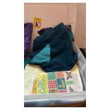 Tub with Quilting material, patterns and more