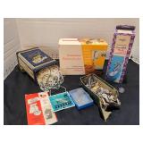 Buttonholer, coverstitch binder assorted sewing machine feet and misc.