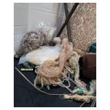 Large crocheting tatting lot with collapsible holder