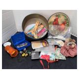 Assorted sewing lot in tin