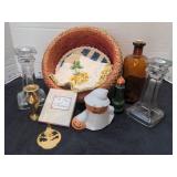 Baskets, candlesticks brass