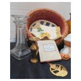 Baskets, candlesticks brass