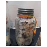 Buttons in vintage jars, Precious Moments Plaque