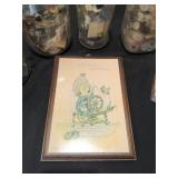 Buttons in vintage jars, Precious Moments Plaque