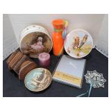 Home decor, book, tins