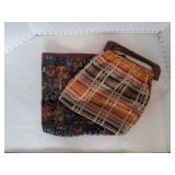 Cat Print tote and vintage purse with Wooden Handle