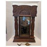 E. Ingraham "Atlantic" oak kitchen mantel clock late 1900