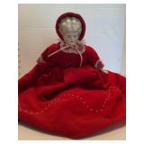 Mae Hembree Custom Made China Head Doll in Red Velvet