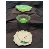 Uranium Anchor Hawking Block Optic, Fire-King jadeite, Japanese plate