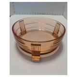 Vintage Fostoria Amber bowl, pink swung vase